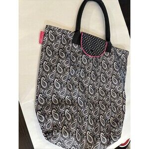 Pampered Chef Market Tote Bag - Pink Black & White Paisley Collapsible Durable